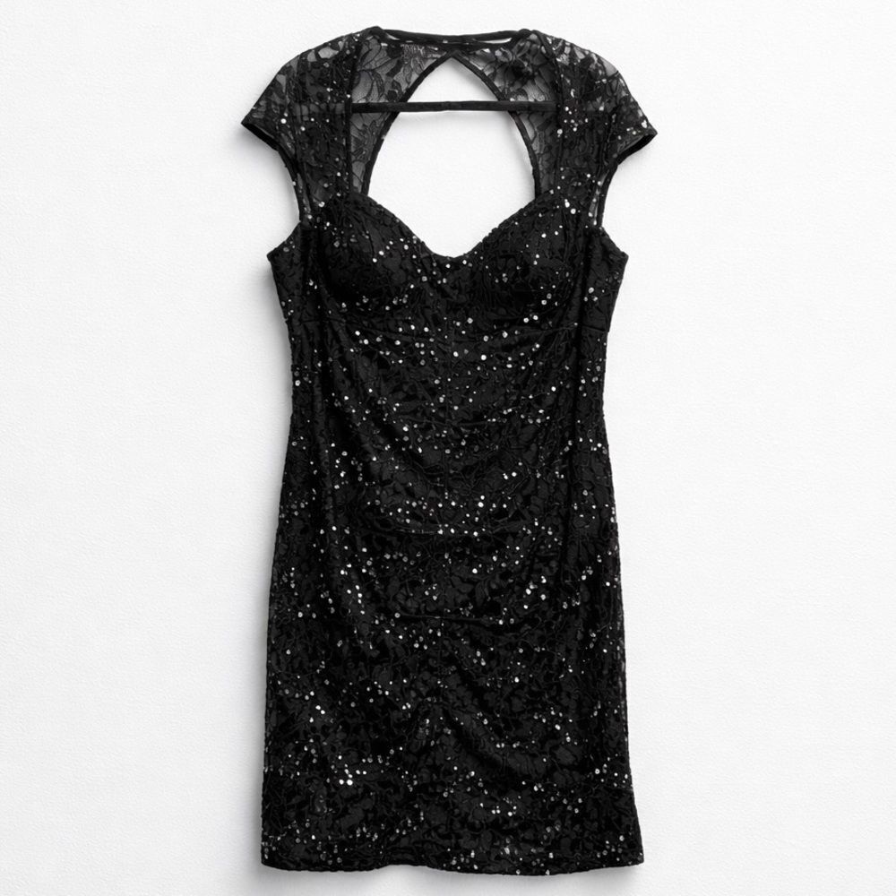 Anny Lee Black sequins and lace cocktail dress size 3X NWT